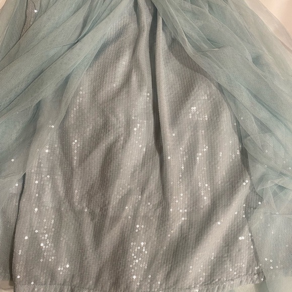 ARIZONA JEANS CO Fully Lined Tulle Maxi Shimmery Sequins Blue Silver TuTu Skirt - Picture 8 of 10